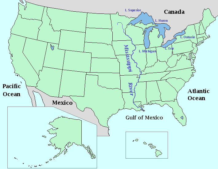 US map to help with US States and Capital quiz