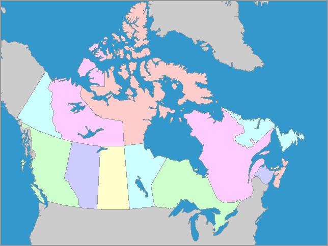 Interactive Canada map to teach the provinces and territories of Canada and their capitals.
