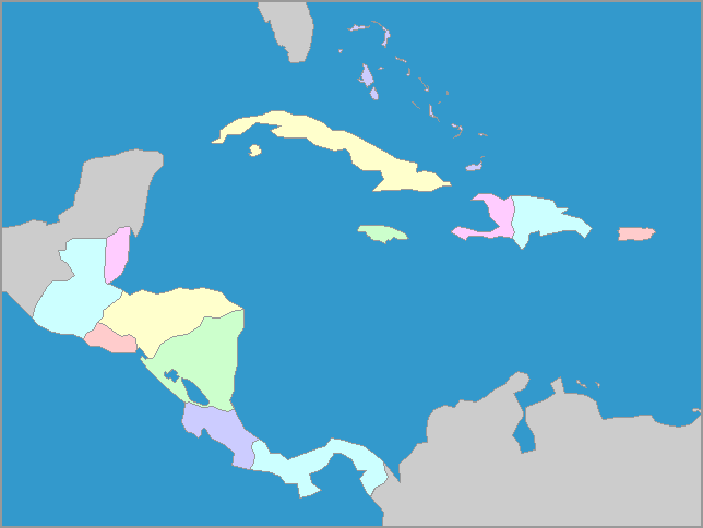 Map of the countries of Central America