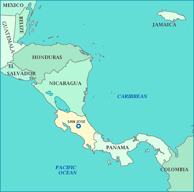 map showing costa rica