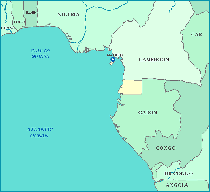 Equatorial Guinea map, Map of Equatorial Guinea,  Malabo, Cameroon, Gabon, Gulf of Guinea, Atlantic Ocean