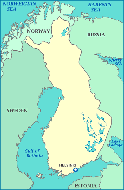 Map of Finland, Sweden, Russia, Estonia, Gulf of Bothnia