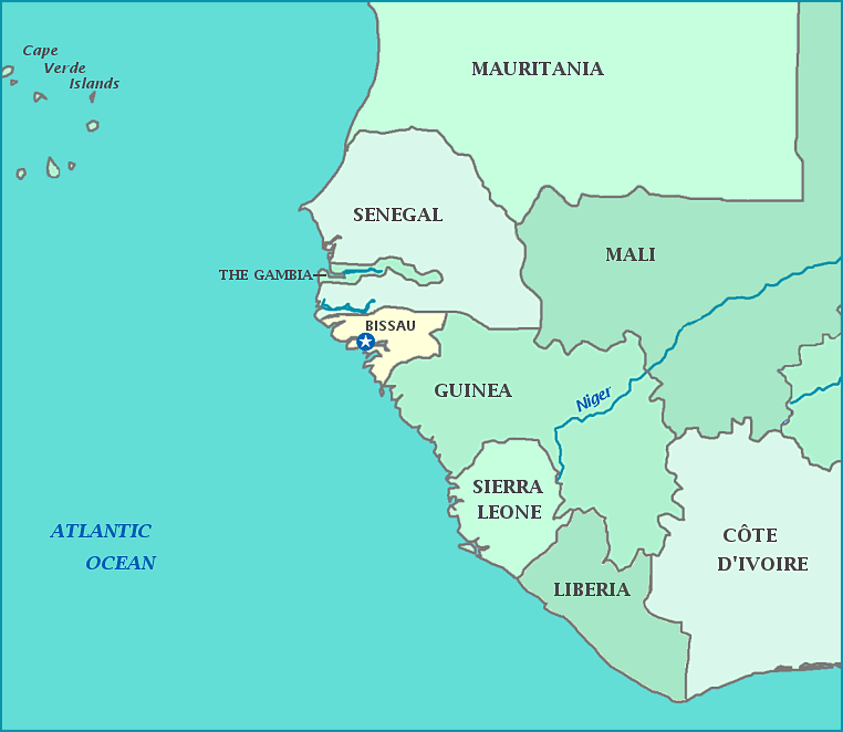 Guinea-Bissau map, Map of Guinea-Bissau, Bissau, Senegal, Guinea, Mali, Atlantic Ocean