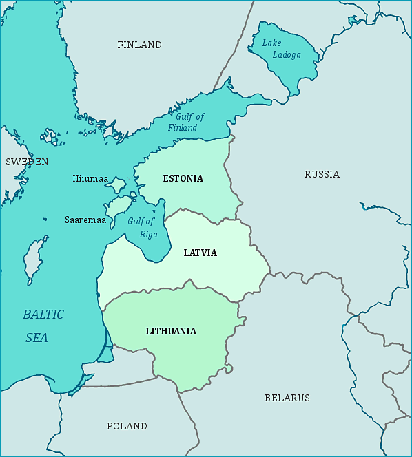 Baltic map, Map of the Baltic Region, Latvia, Lithuania, Estonia