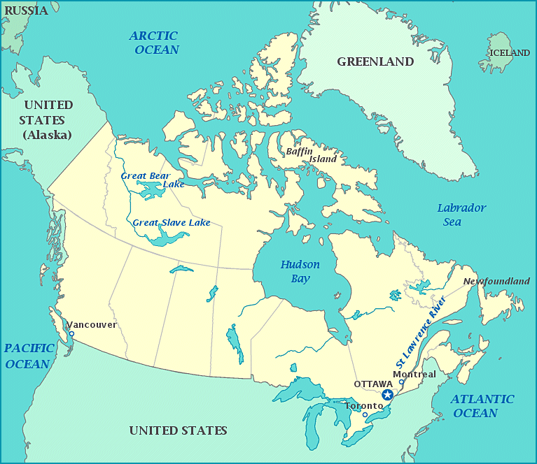 Print this map of Canada