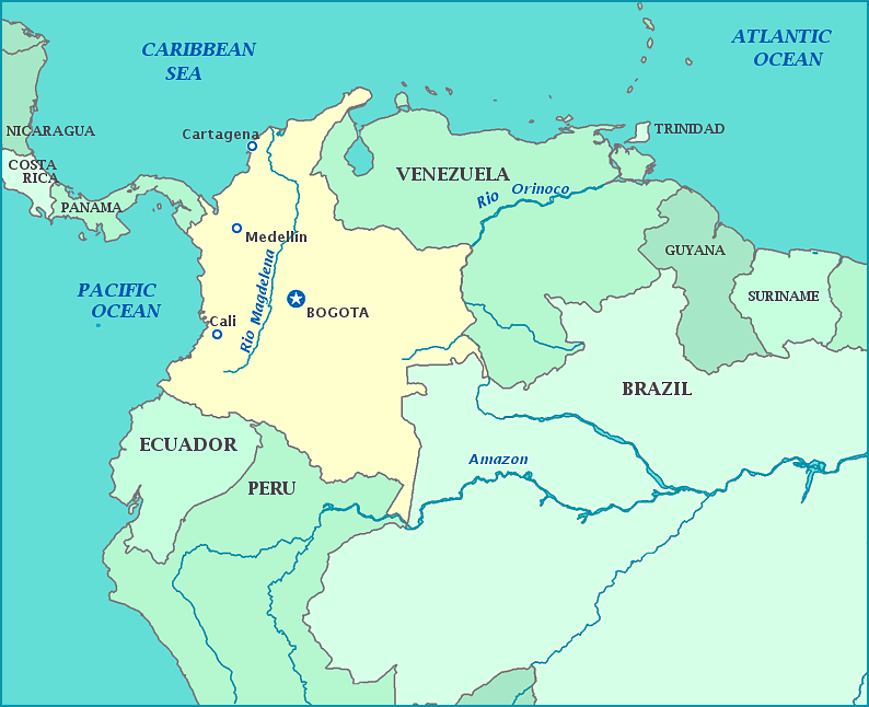 Map Of Colombia And Panama Map Of Colombia