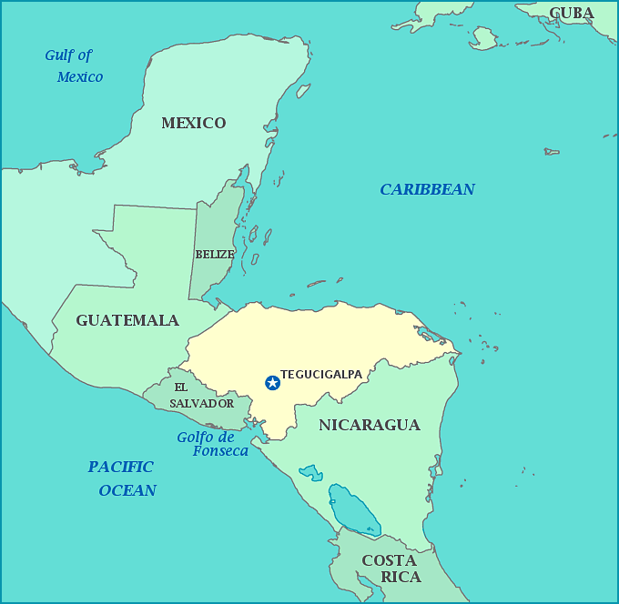 Honduras map, Map of Honduras, Tegucigalpa, Guatemala, El Salvador, Nicaragua, Caribbean Sea