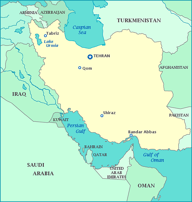 Iran map, Map of Iran, Tehran, Afghanistan, Pakistan, Iraq, Persian Gulf