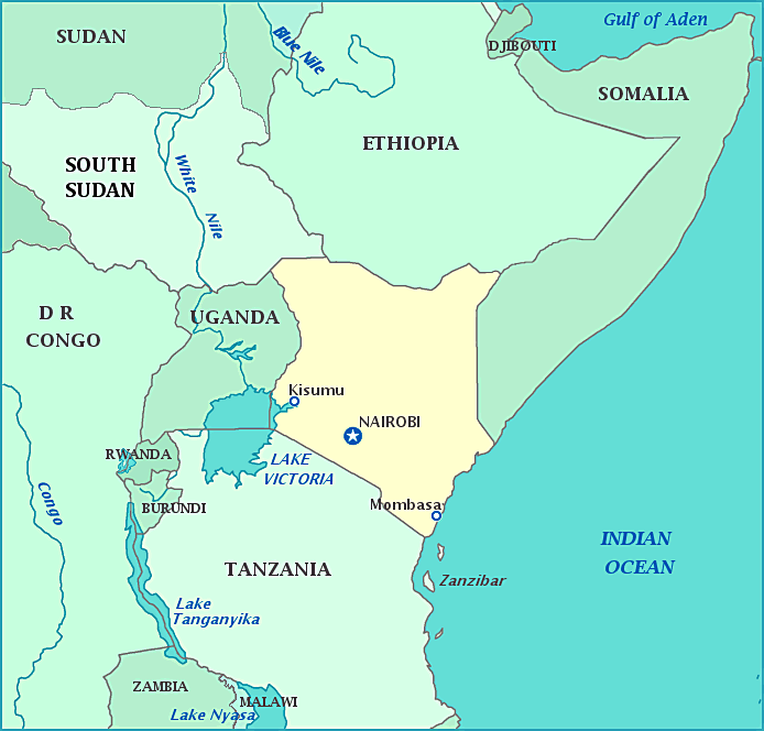 Kenya map, Map of Kenya, Nairobi, Ethiopia, Somalia, Tanzania, Uganda, Sudan, Lake Victoria, Indian Ocean