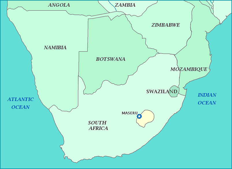 Lesotho map, Map of Lesotho, Maseru, South Africa, Swaziland
