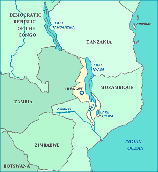 Malawi map, Map of Malawi, Lilongwe, Tanzania, Mozambique, Zambia, Lake Nyasa
