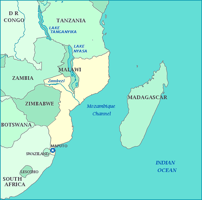 Mozambique map, Map of Mozambique, Maputo, Tanzania, Madagascar, South Africa, Zimbabwe, Zambia, Malawi