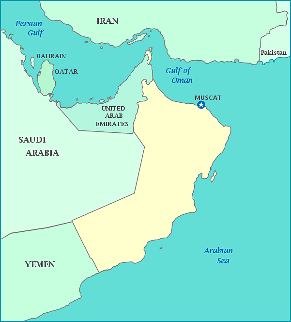 Oman map, Map of Oman, Muscat, Yemen, Saudi Arabia, United Arab Emirates, Iran, Gulf of Oman