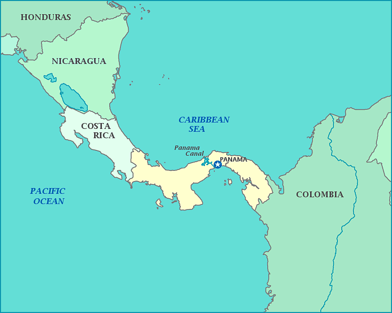 Panama map, Map of Panama, Panama City, Colombia, Costa Rica, Panama Canal, Caribbean Sea