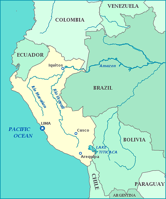 Brazil And Peru On Map Map Of Peru