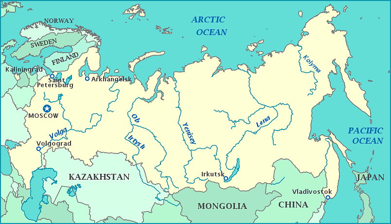 Russia map, Map of Russia, Moscow, China, Mongolia, Kazakhstan, Arctic Sea