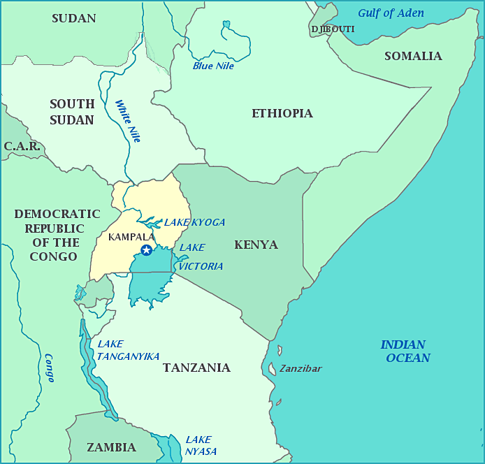 Uganda map, Map of Uganda, Kampala, Kenya, Tanzania, Sudan, Lake Victoria, Democratic Republic of the Congo