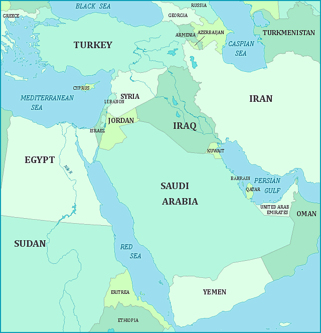 map of middle east countries only