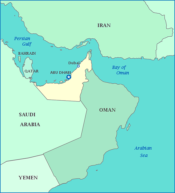 United Arab Emirates map, Map of United Arab Emirates, Abu Dhabi, Oman, Saudi Arabia, Persian Gulf