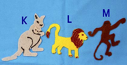 Felt Animals to learn to read