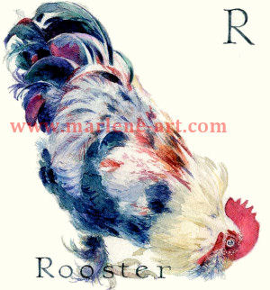 R - the 18th letter in the Animal Alphabet-is for Rooster