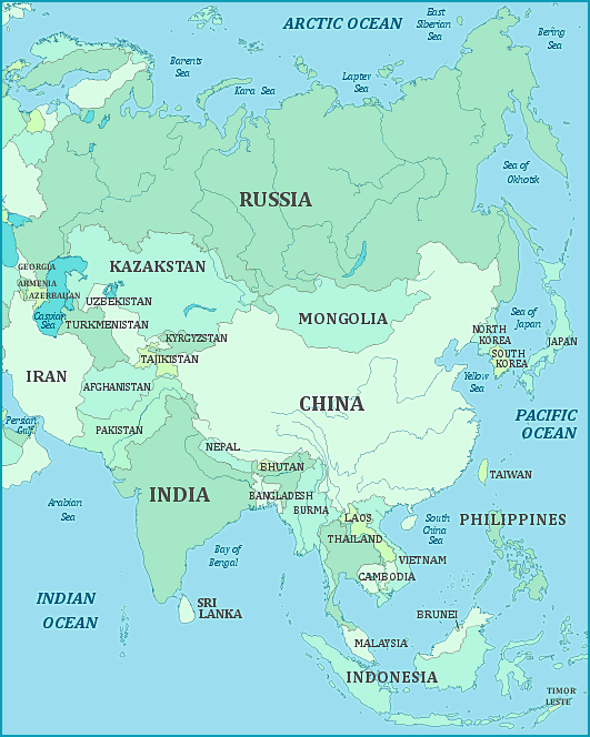 asia map, Map of Asia