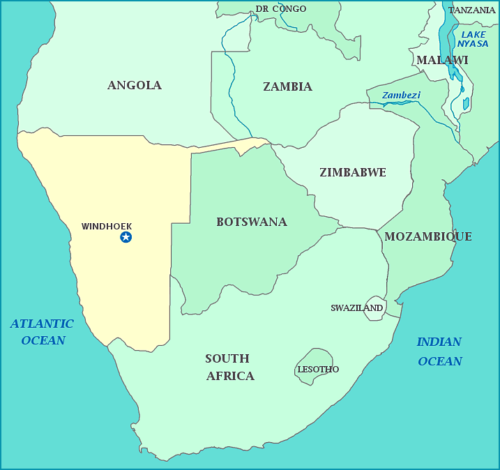 Print this map of Namibia