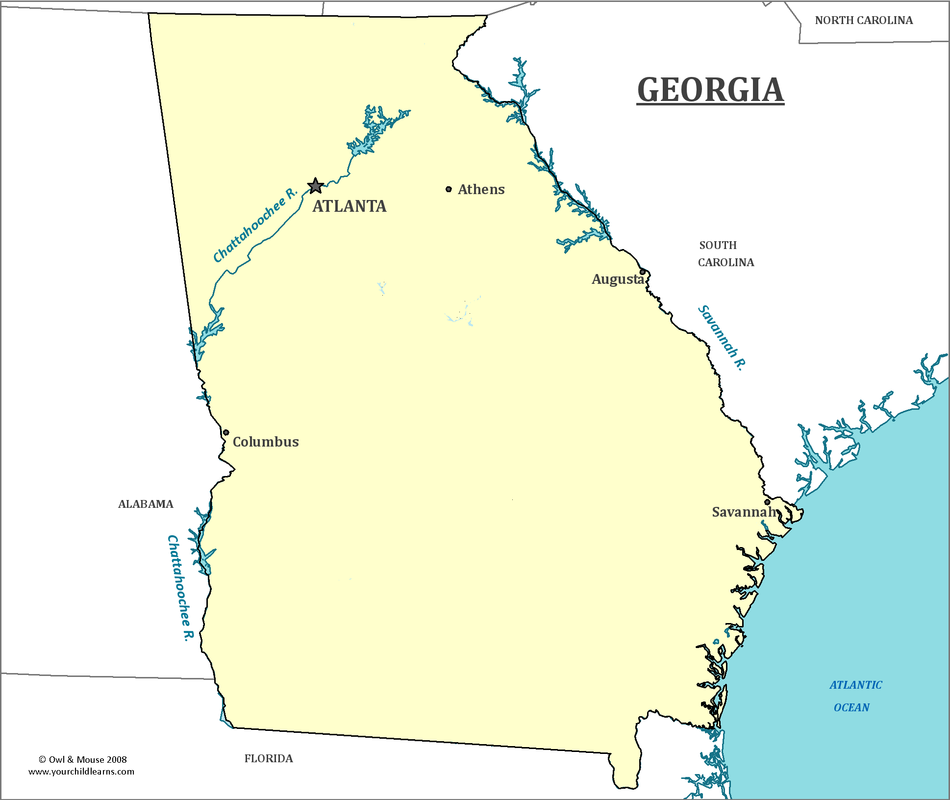 Georgia State Map - Map of Georgia and Information About the State