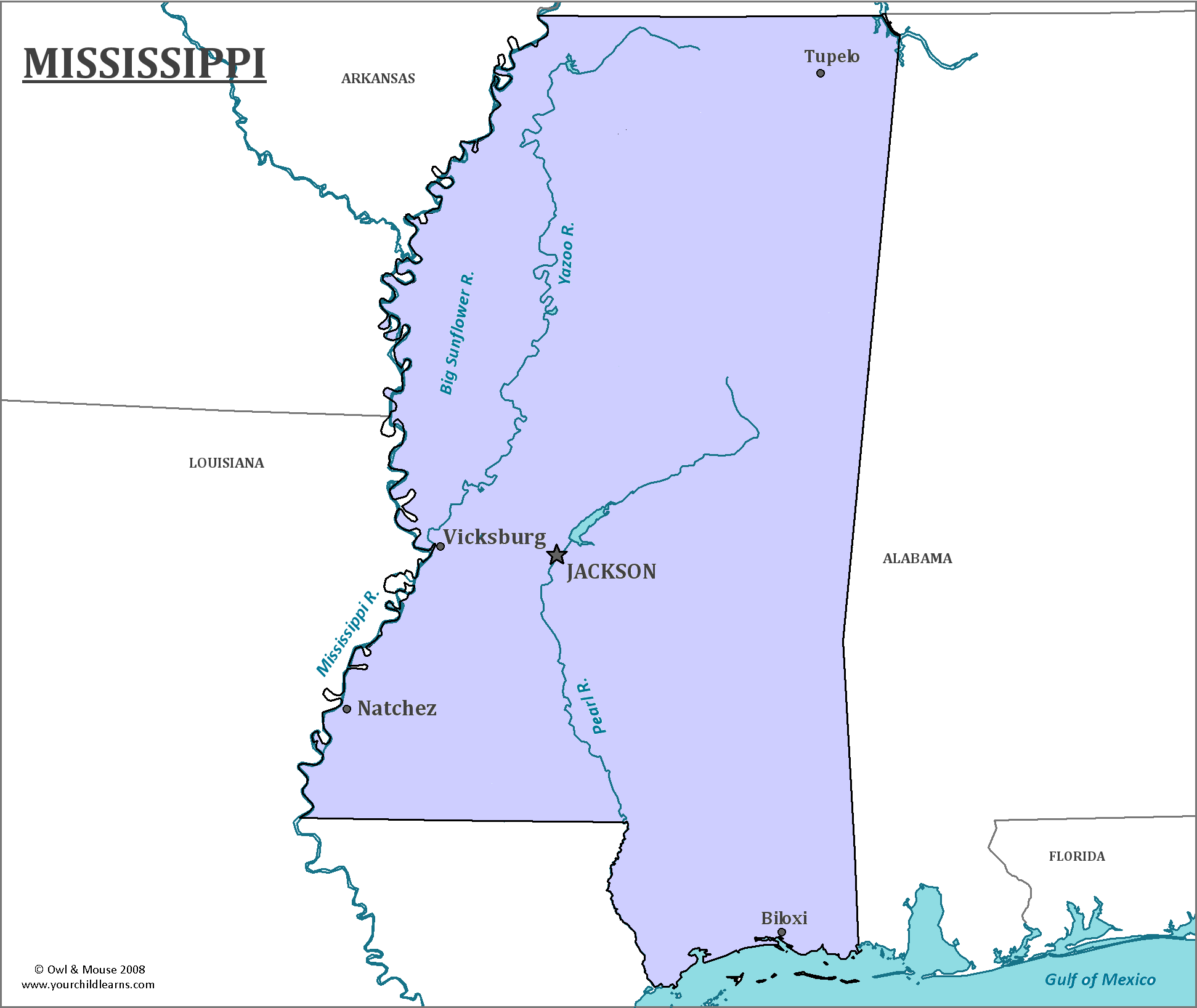 mississippi state map cities