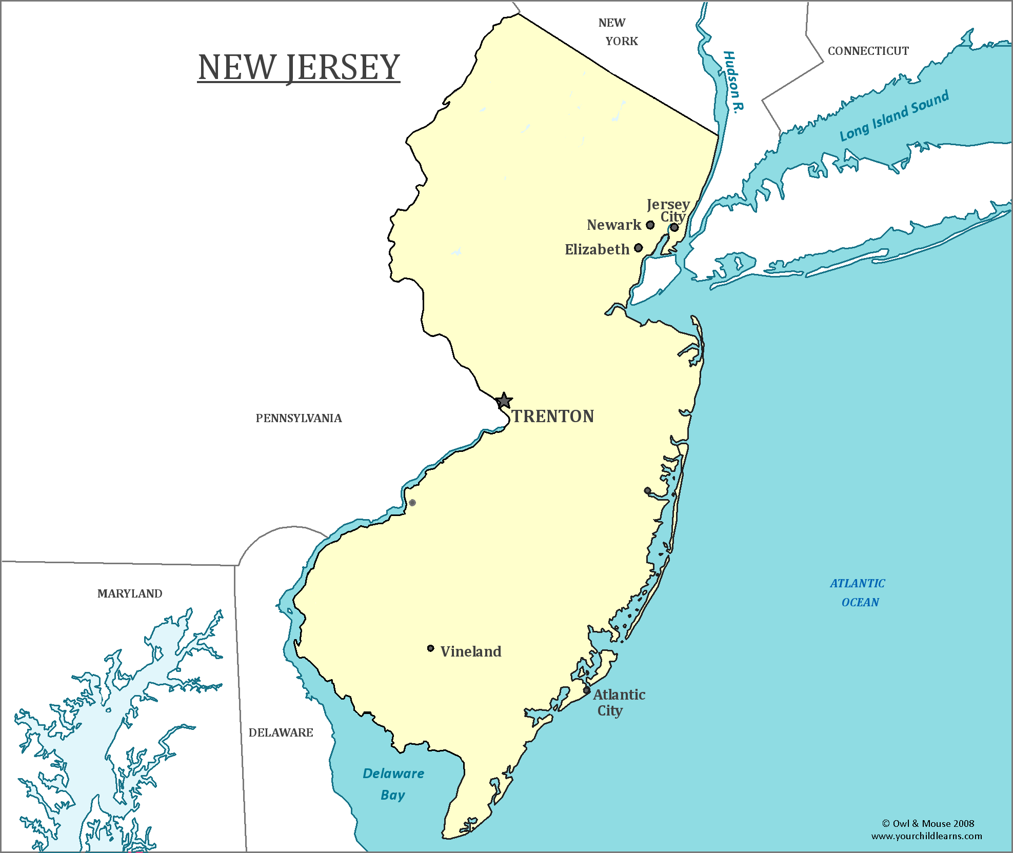 New Jersey State On Map New Jersey State Map - Map Of New Jersey And Information About The State