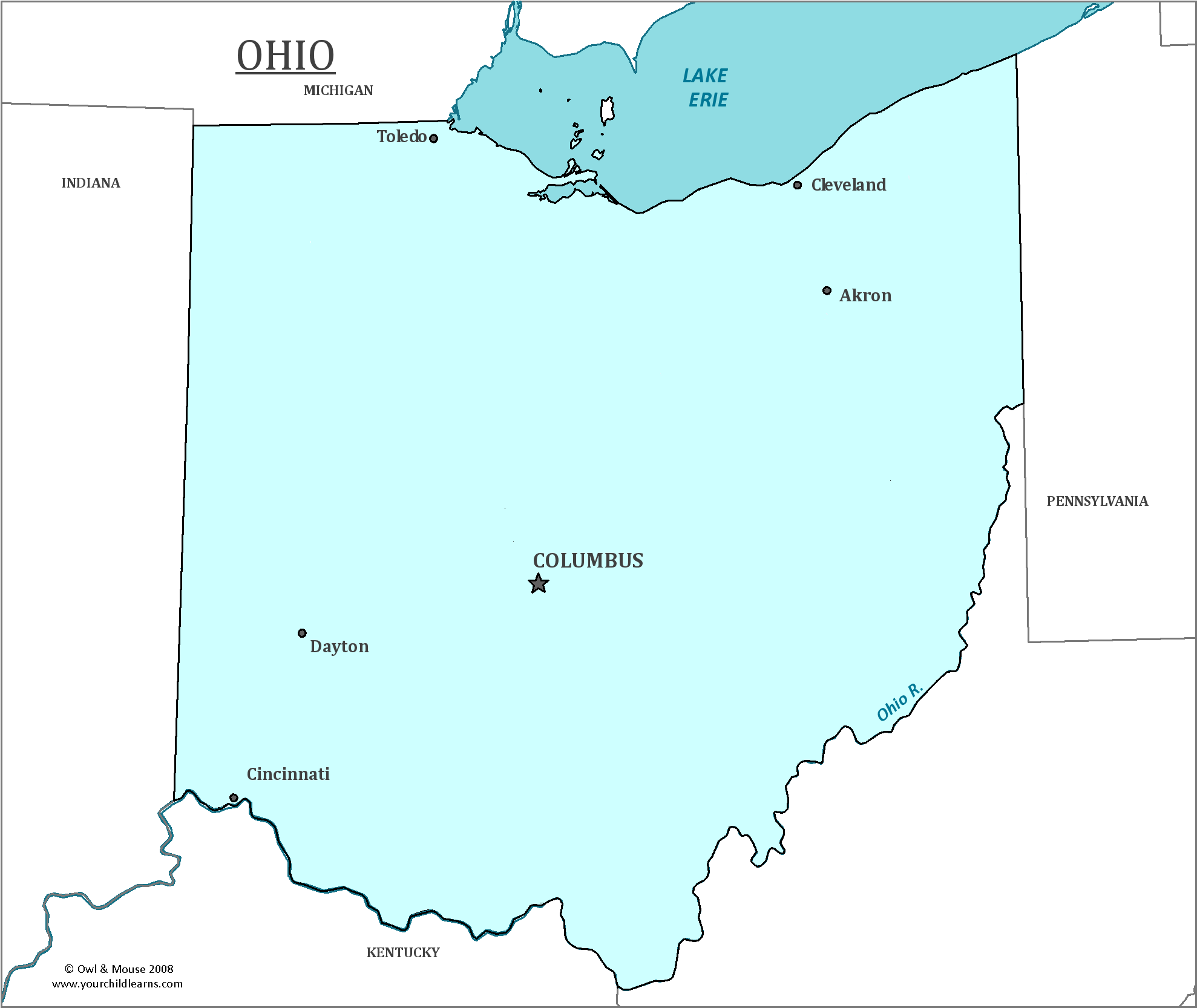 State Of Ohio Map With Major Cities - Perl Trixie